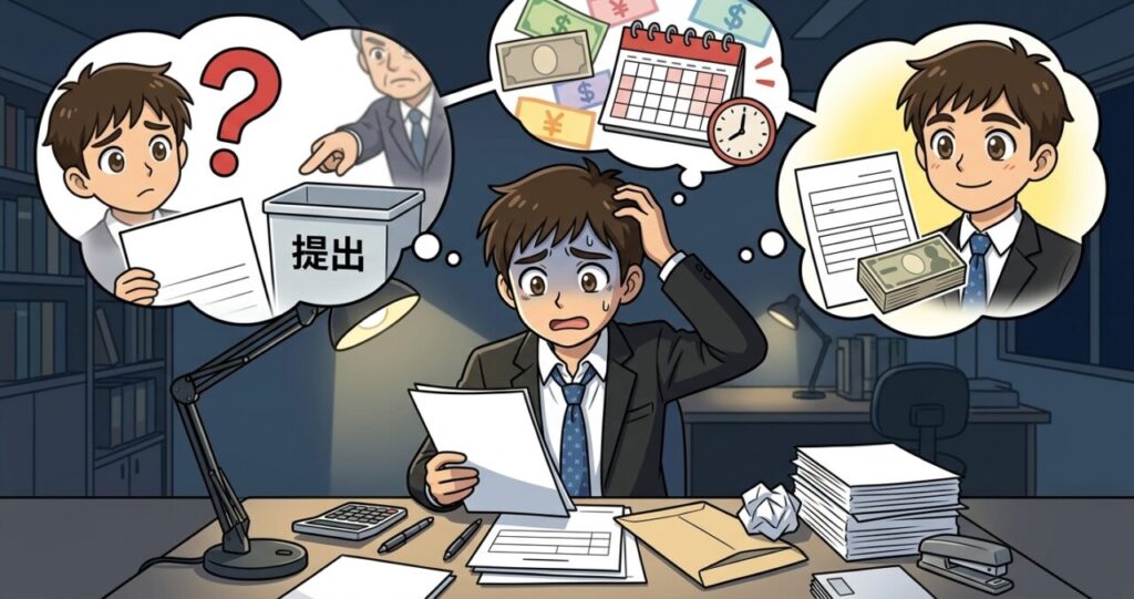 「これ書かなくていいですか？」と聞いて怒られた年末調整の記憶のイメージ